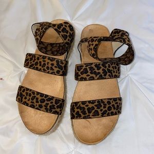 Leopard Print Platform Sandals